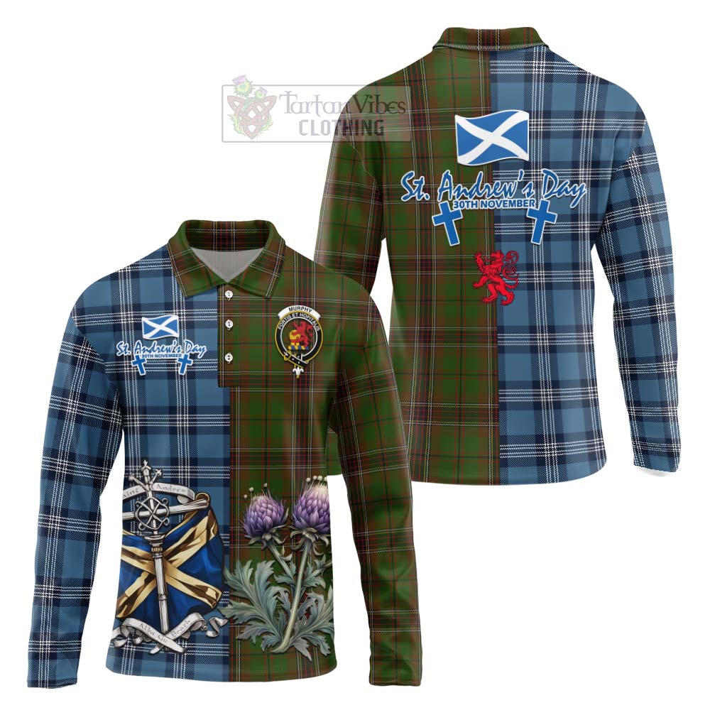 Murphy Tartan Long Sleeve Polo Shirt Happy St. Andrew's Day Half Tartan Style Unisex - Tartan Vibes Clothing