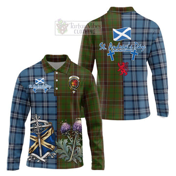 Murphy Tartan Long Sleeve Polo Shirt Happy St. Andrew's Day Half Tartan Style Unisex - Tartan Vibes Clothing