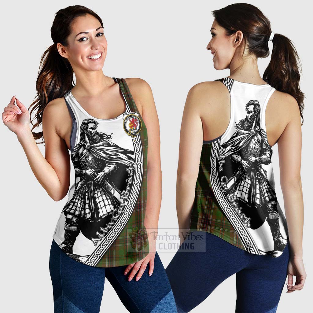 Murphy Tartan Clan Crest Women's Racerback Tanks with Highlander Warrior Celtic Style 4XL - Tartan Vibes Clothing