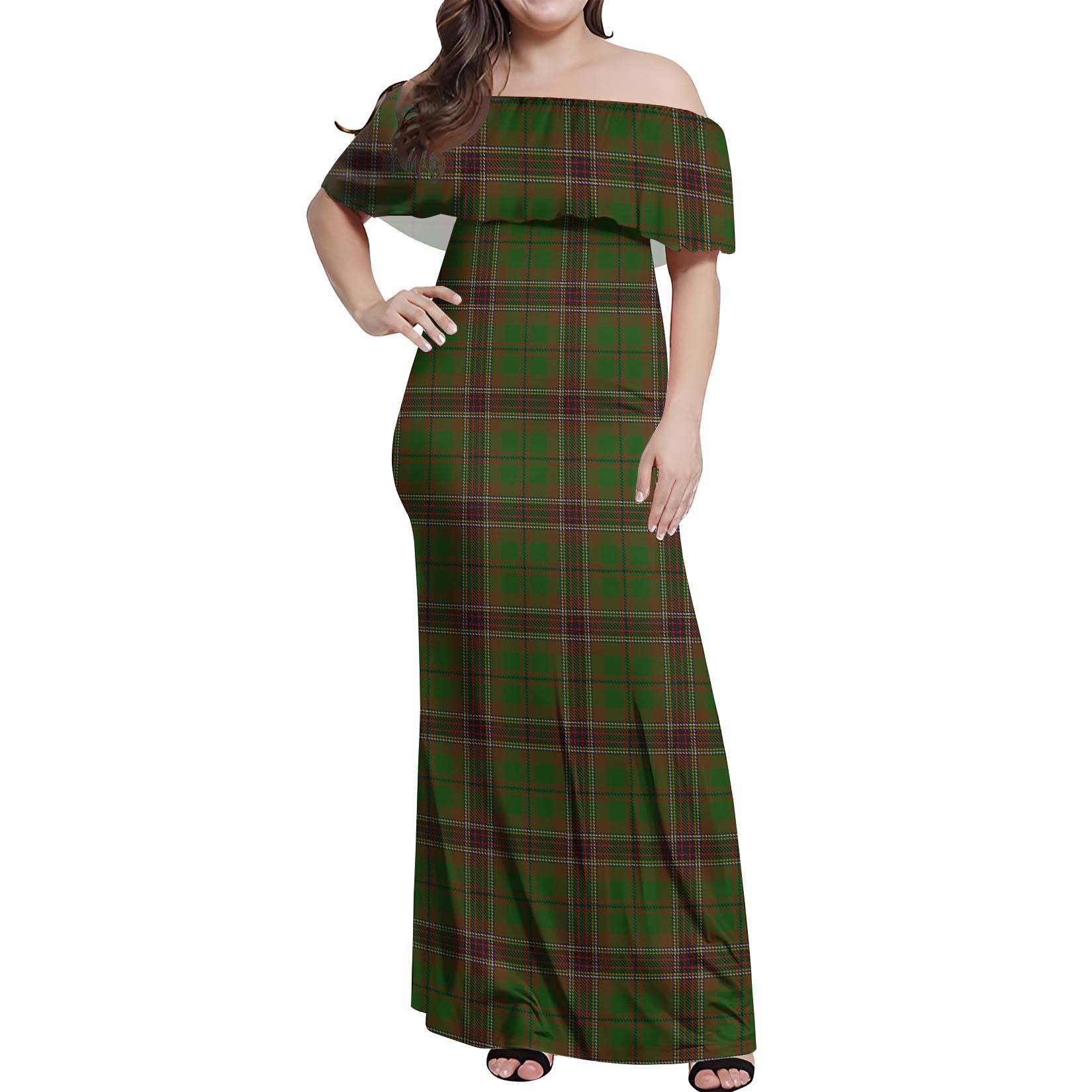 Murphy Tartan Off Shoulder Long Dress Women's Dress - Tartan Vibes Clothing