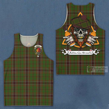 Murphy Tartan Men's Tank Top with Family Crest and Bearded Skull Holding Bottles of Whiskey Men - Tartan Vibes Clothing