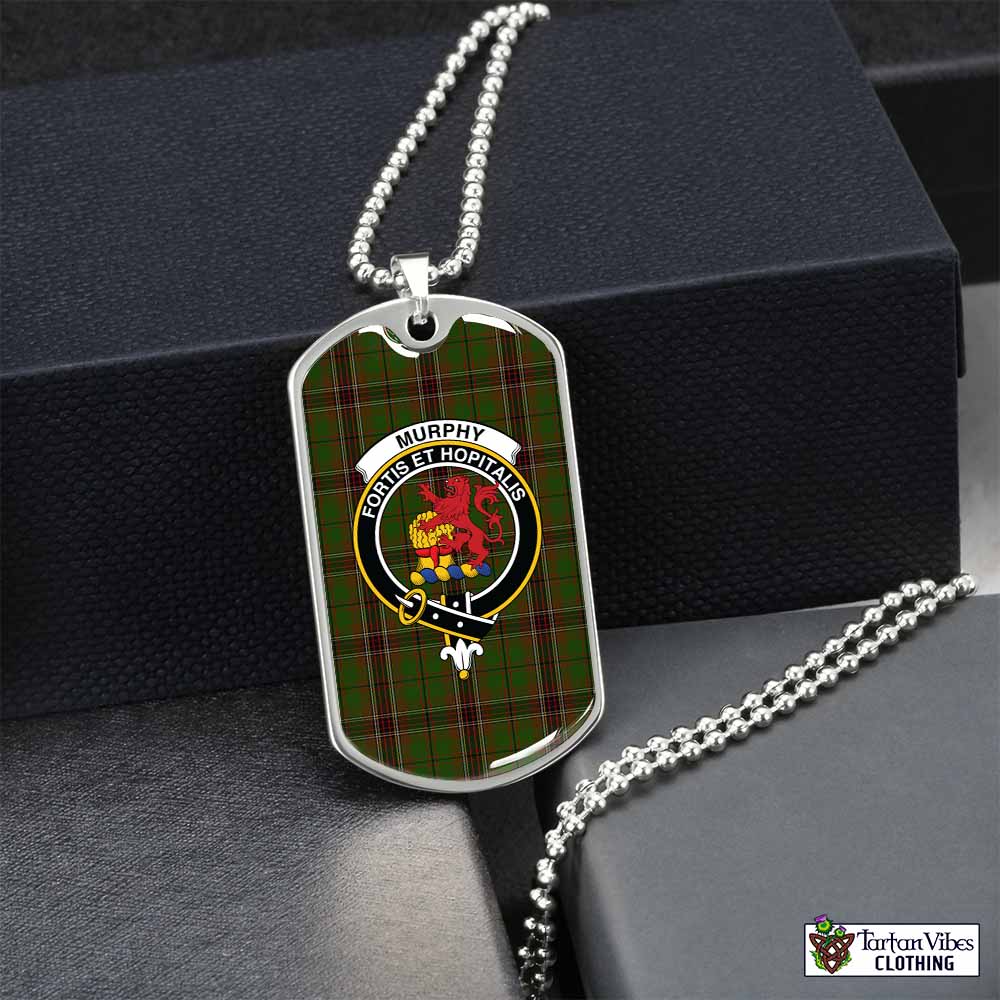 Murphy Tartan Dog Tag Necklace with Family Crest Silver No - Tartan Vibes Clothing