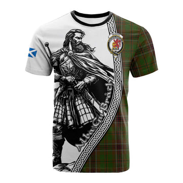 Murphy Tartan Clan Crest Cotton T-shirt with Highlander Warrior Celtic Style