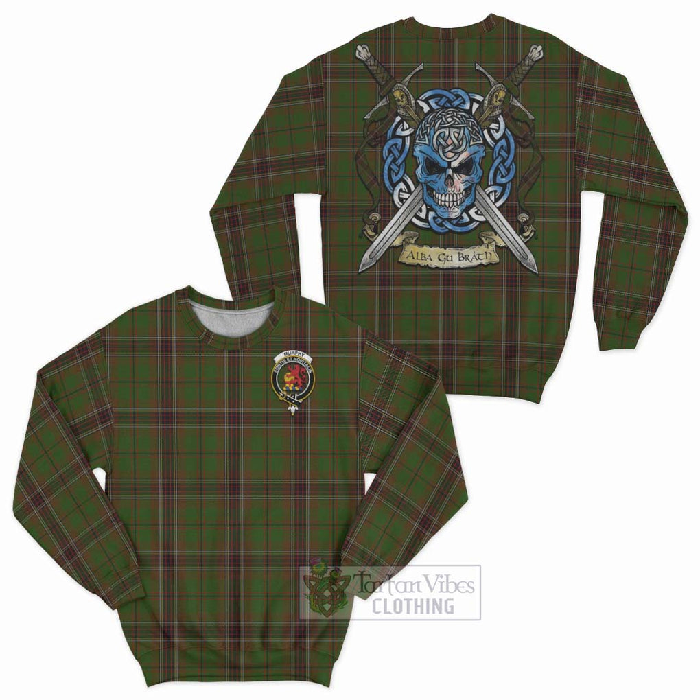 Murphy Tartan Sweatshirt with Family Crest Celtic Skull Style Unisex - Tartan Vibes Clothing