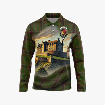 Murphy Tartan Family Crest Long Sleeve Polo Shirt with Scottish Ancient Castle Style Unisex - Tartan Vibes Clothing
