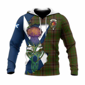 Tartan Vibes Clothing Murphy Tartan Family Crest Knitted Hoodie Scottish Thistle Celtic Inspired
