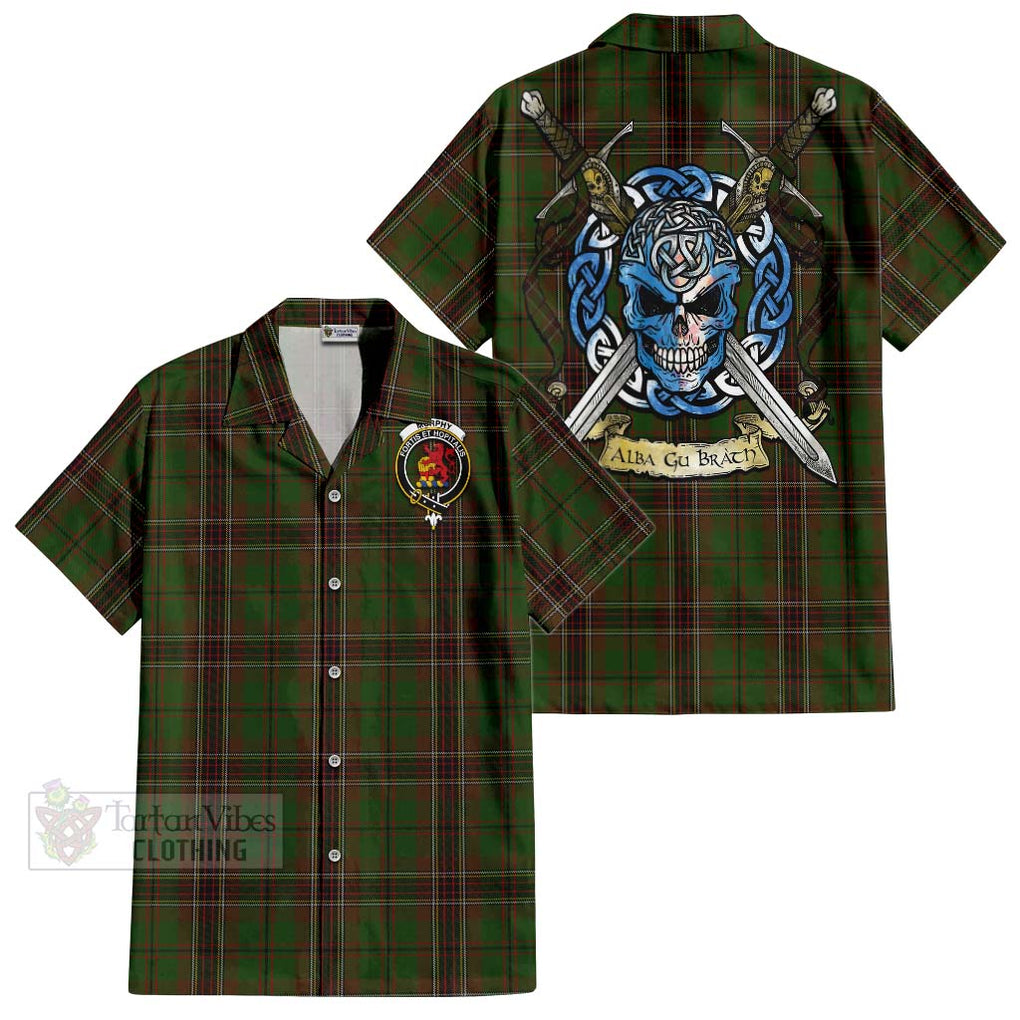 Murphy Tartan Hawaiian Shirt with Family Crest Celtic Skull Style Kid - Tartan Vibes Clothing