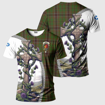 Murphy Tartan T-Shirt with Family Crest and St. Andrew's Cross Accented by Thistle Vines Kid's Shirt - Tartan Vibes Clothing