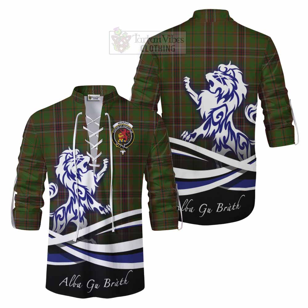 Murphy Tartan Ghillie Kilt Shirt with Alba Gu Brath Regal Lion Emblem Men - Tartan Vibes Clothing
