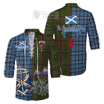 Murphy Tartan Ghillie Kilt Shirt Happy St. Andrew's Day Half Tartan Style Men - Tartan Vibes Clothing