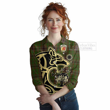 Murphy Tartan Women's Casual Shirt with Family Crest Celtic Wolf Style Female - Tartan Vibes Clothing