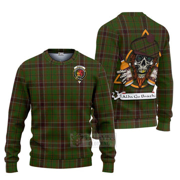 Murphy Tartan Ugly Sweater with Family Crest and Bearded Skull Holding Bottles of Whiskey Unisex - Tartan Vibes Clothing