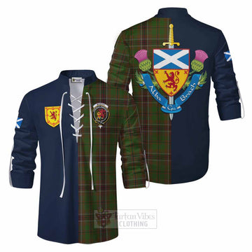 Murphy Tartan Ghillie Kilt Shirt Alba with Scottish Lion Royal Arm Half Style Men - Tartan Vibes Clothing