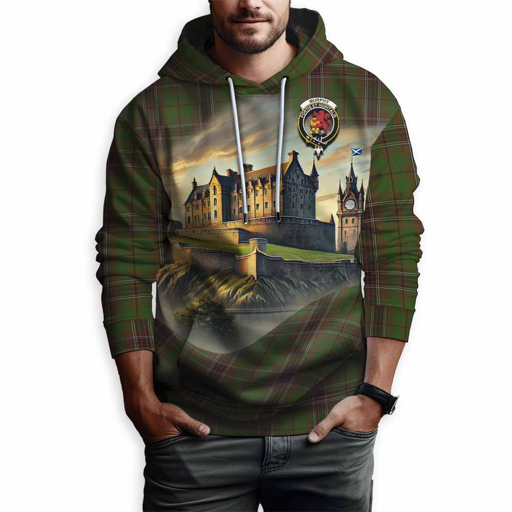 Murphy Tartan Family Crest Hoodie with Scottish Ancient Castle Style Pullover Hoodie - Tartan Vibes Clothing
