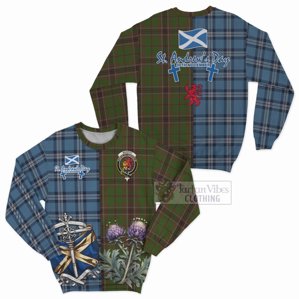 Murphy Tartan Sweatshirt Happy St. Andrew's Day Half Tartan Style Unisex - Tartan Vibes Clothing