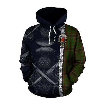 Murphy Tartan Cotton Hoodie with Family Crest Cross Sword Thistle Celtic Vibes Pullover Hoodie XS - Tartan Vibes Clothing