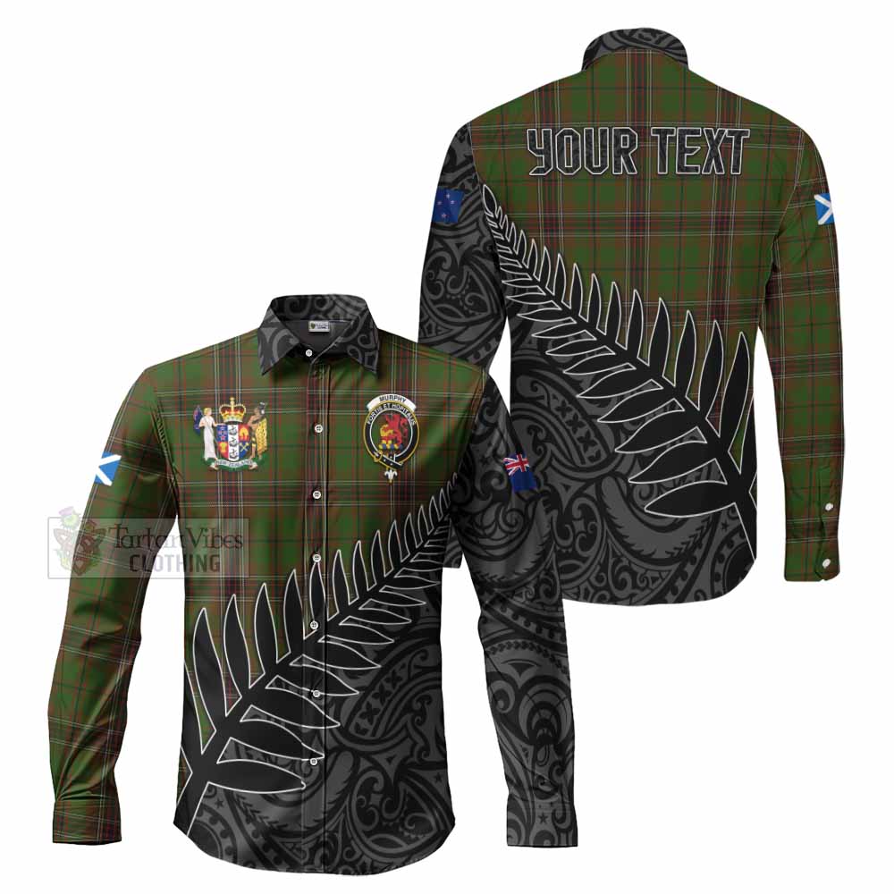 Tartan Vibes Clothing Murphy Crest Tartan Long Sleeve Button Shirt with New Zealand Silver Fern Half Style