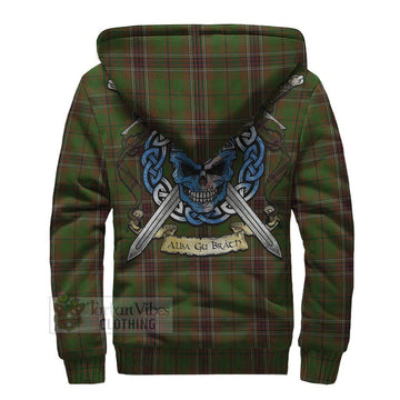 Murphy Tartan Sherpa Hoodie with Family Crest Celtic Skull Style - Tartan Vibes Clothing