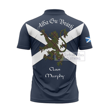 Murphy Tartan Lion Rampant Zipper Polo Shirt Proudly Display Your Heritage with Alba Gu Brath and Clan Name - Tartan Vibes Clothing
