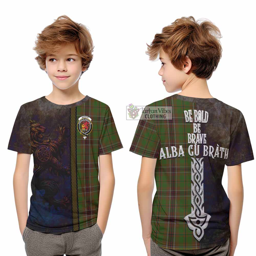 Murphy Tartan Family Crest Kid T-Shirt Alba Gu Brath Be Brave Lion Ancient Style - Tartan Vibes Clothing
