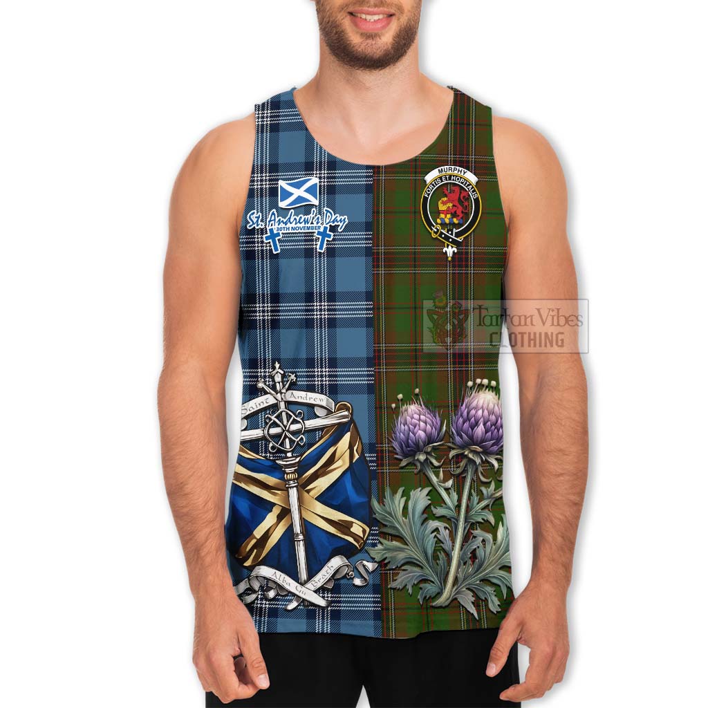 Murphy Tartan Men's Tank Top Happy St. Andrew's Day Half Tartan Style - Tartan Vibes Clothing