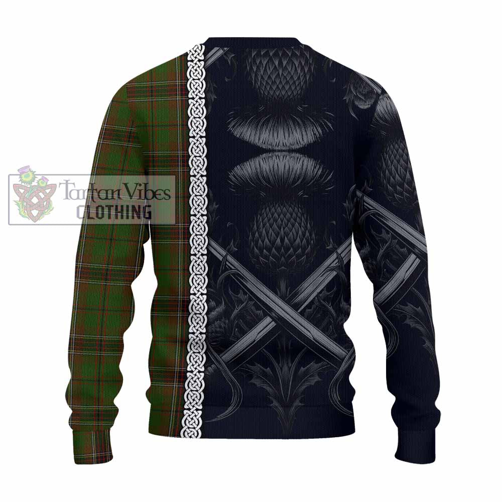 Murphy Tartan Knitted Sweater with Family Crest Cross Sword Thistle Celtic Vibes - Tartan Vibes Clothing