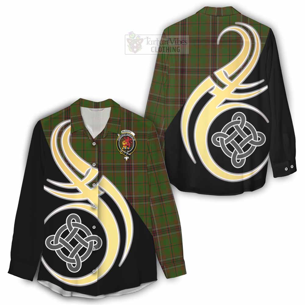 Murphy Tartan Women's Casual Shirt with Family Crest and Celtic Symbol Style - Tartan Vibes Clothing