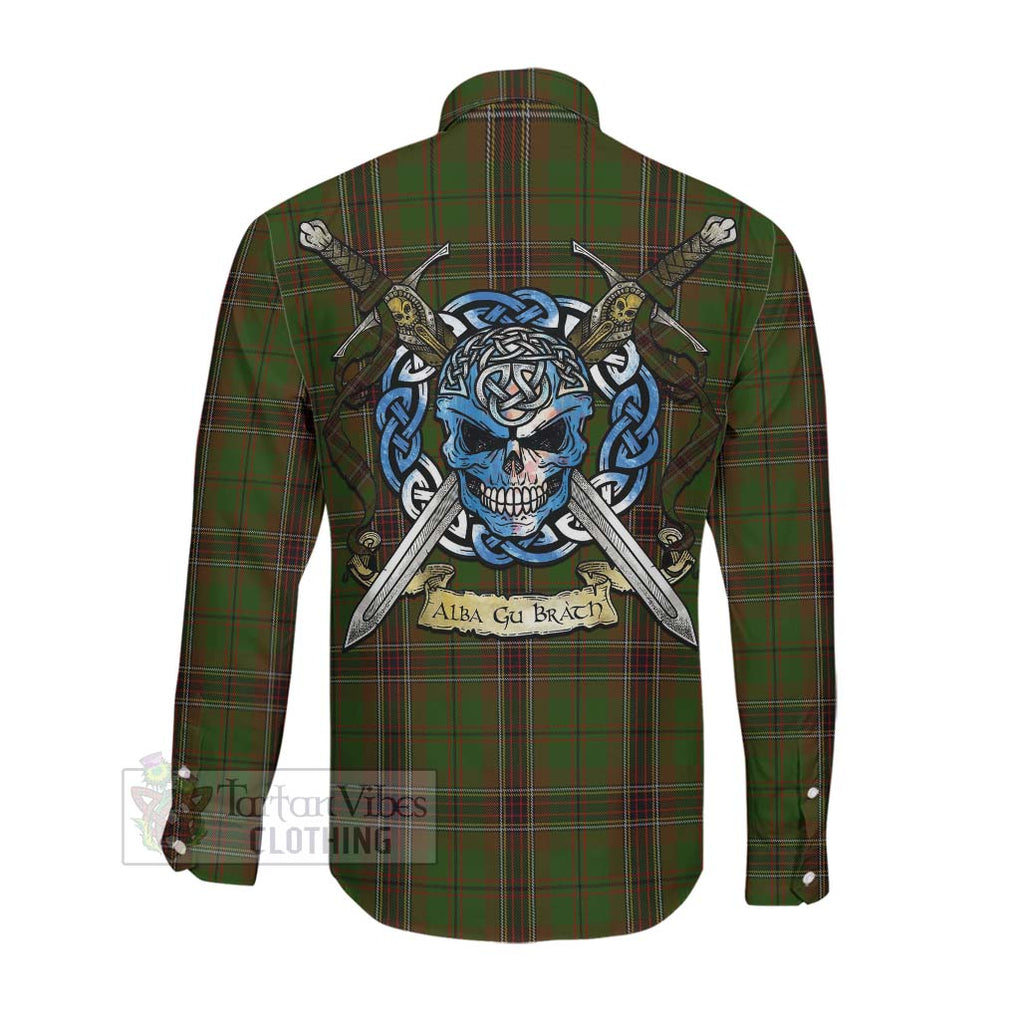 Murphy Tartan Long Sleeve Button Shirt with Family Crest Celtic Skull Style Men's Shirt - Tartan Vibes Clothing