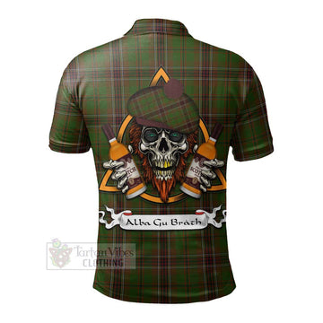 Murphy Tartan Polo Shirt with Family Crest and Bearded Skull Holding Bottles of Whiskey - Tartan Vibes Clothing