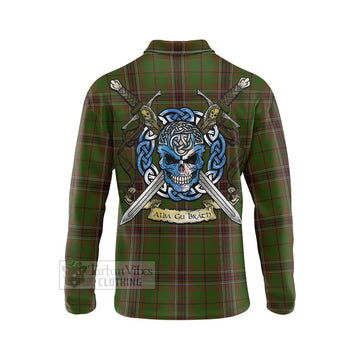 Murphy Tartan Long Sleeve Polo Shirt with Family Crest Celtic Skull Style - Tartan Vibes Clothing