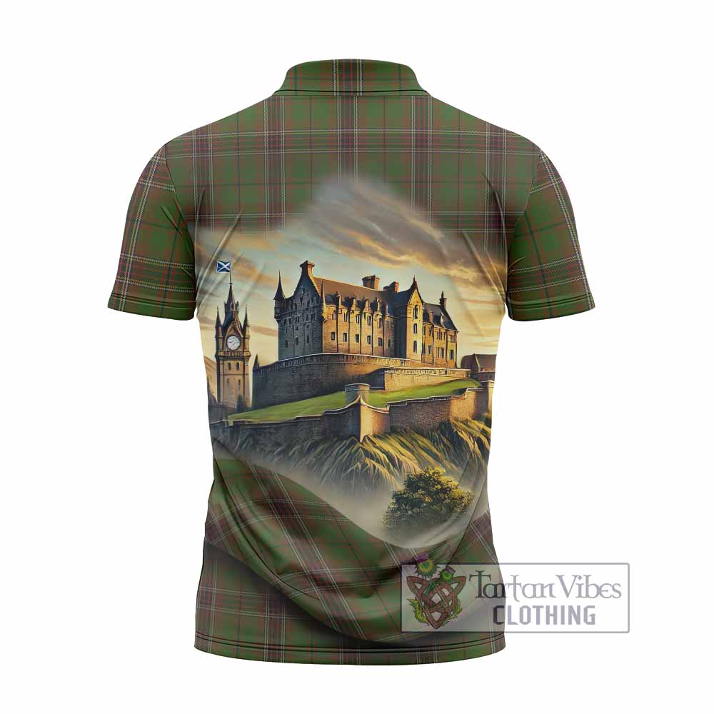 Murphy Tartan Family Crest Zipper Polo Shirt with Scottish Ancient Castle Style - Tartan Vibes Clothing