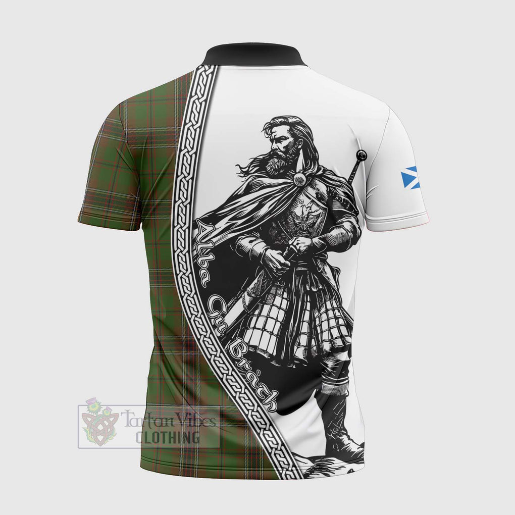 Murphy Tartan Clan Crest Zipper Polo Shirt with Highlander Warrior Celtic Style - Tartan Vibes Clothing