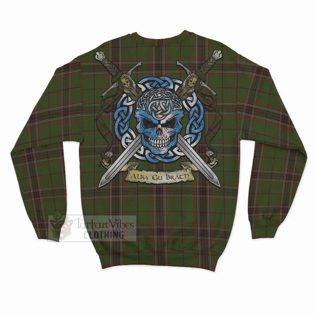 Murphy Tartan Sweatshirt with Family Crest Celtic Skull Style - Tartan Vibes Clothing