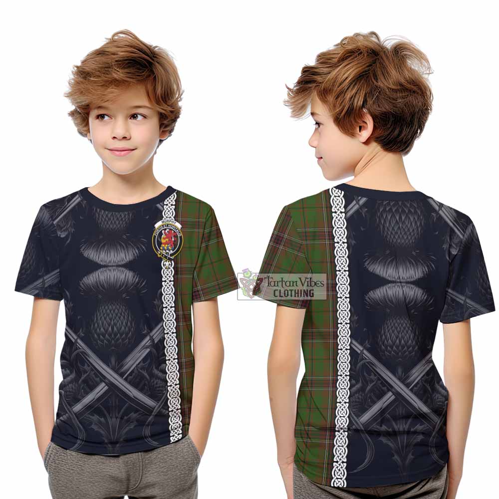 Murphy Tartan Kid T-Shirt with Family Crest Cross Sword Thistle Celtic Vibes - Tartan Vibes Clothing