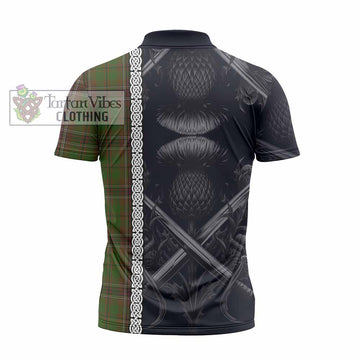 Murphy Tartan Zipper Polo Shirt with Family Crest Cross Sword Thistle Celtic Vibes - Tartan Vibes Clothing