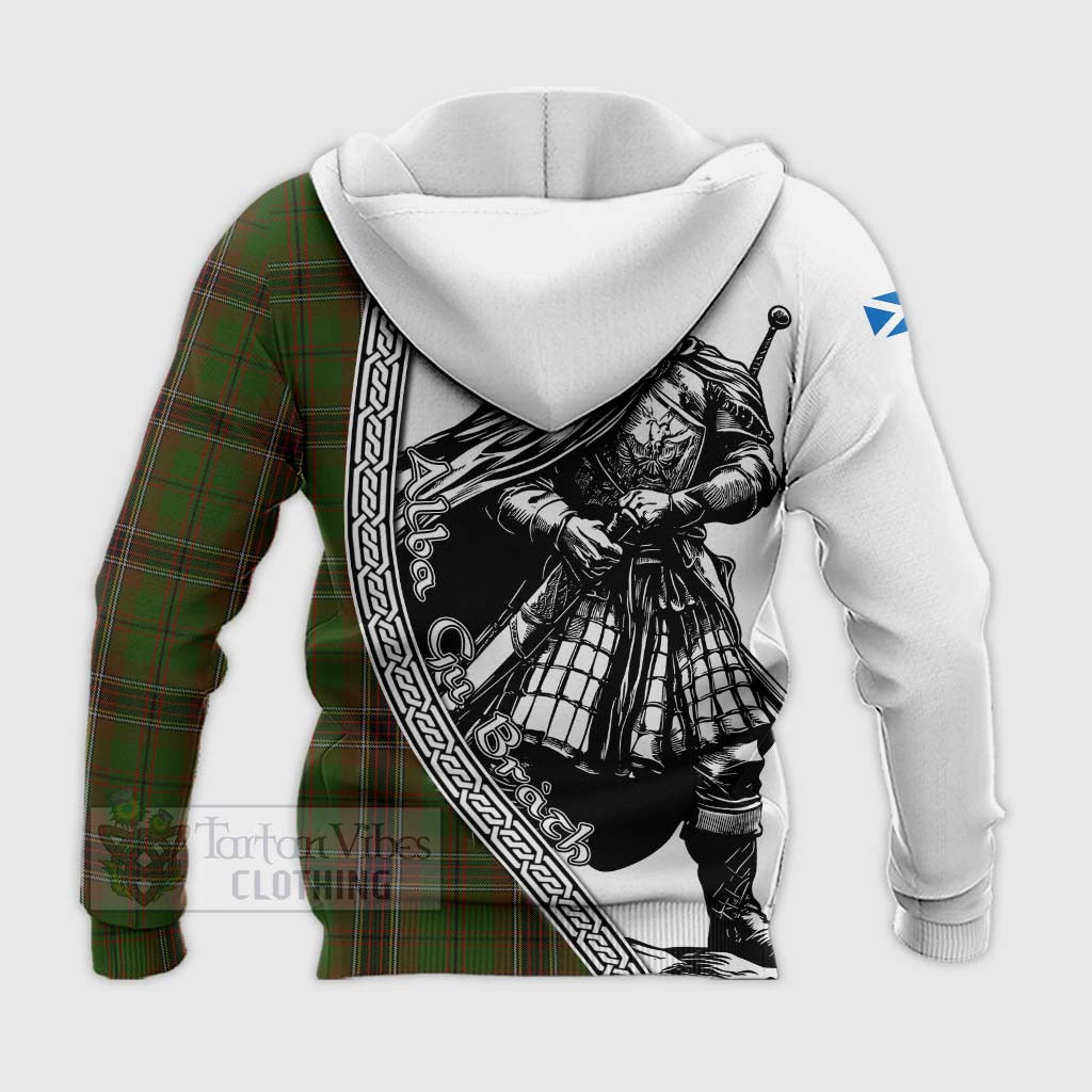 Murphy Tartan Clan Crest Knitted Hoodie with Highlander Warrior Celtic Style - Tartan Vibes Clothing