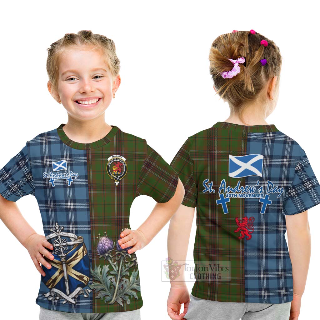 Murphy Tartan Kid T-Shirt Happy St. Andrew's Day Half Tartan Style - Tartan Vibes Clothing