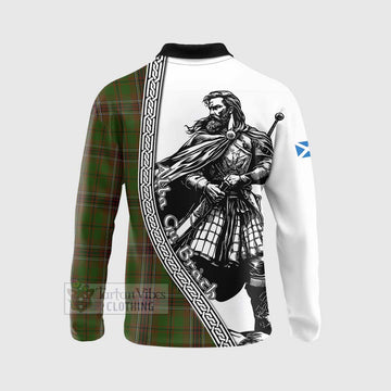 Murphy Tartan Clan Crest Long Sleeve Polo Shirt with Highlander Warrior Celtic Style - Tartan Vibes Clothing