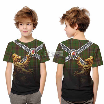 Murphy Crest Tartan Kid T-Shirt with Golden Lion Emblem Celtic Style - Tartan Vibes Clothing