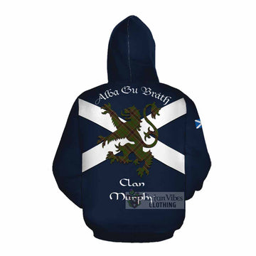 Murphy Tartan Lion Rampant Cotton Hoodie Proudly Display Your Heritage with Alba Gu Brath and Clan Name Pullover Hoodie - Tartan Vibes Clothing