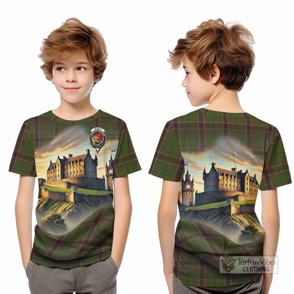 Murphy Tartan Family Crest Kid T-Shirt with Scottish Ancient Castle Style - Tartan Vibes Clothing