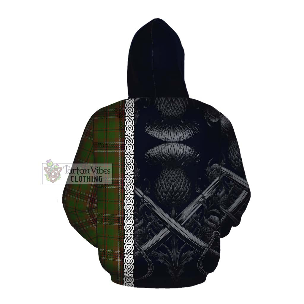 Murphy Tartan Cotton Hoodie with Family Crest Cross Sword Thistle Celtic Vibes Pullover Hoodie - Tartan Vibes Clothing