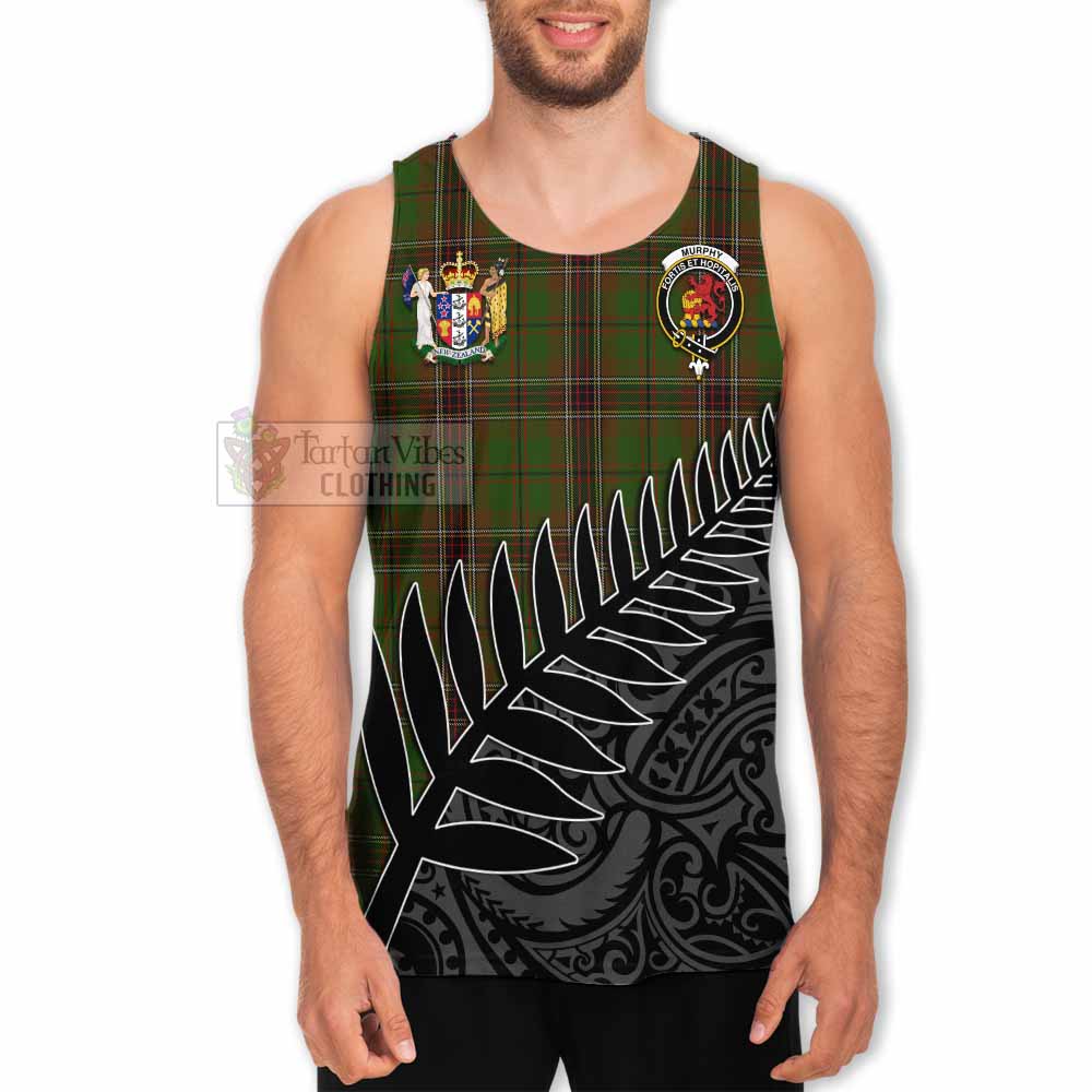 Murphy Crest Tartan Men's Tank Top with New Zealand Silver Fern Half Style - Tartan Vibes Clothing