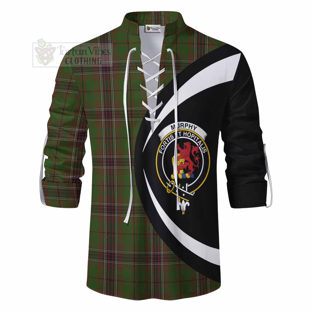 Murphy Tartan Ghillie Kilt Shirt with Family Crest Circle Style - Tartan Vibes Clothing