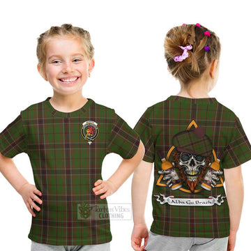 Murphy Tartan Kid T-Shirt with Family Crest and Bearded Skull Holding Bottles of Whiskey - Tartan Vibes Clothing