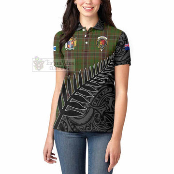 Tartan Vibes Clothing Murphy Crest Tartan Women's Polo Shirt with New Zealand Silver Fern Half Style