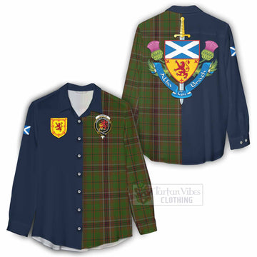 Murphy Tartan Women's Casual Shirt Alba with Scottish Lion Royal Arm Half Style - Tartan Vibes Clothing