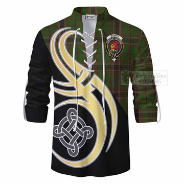 Murphy Tartan Ghillie Kilt Shirt with Family Crest and Celtic Symbol Style - Tartan Vibes Clothing