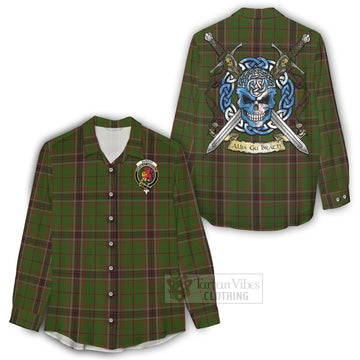 Murphy Tartan Women's Casual Shirt with Family Crest Celtic Skull Style - Tartan Vibes Clothing