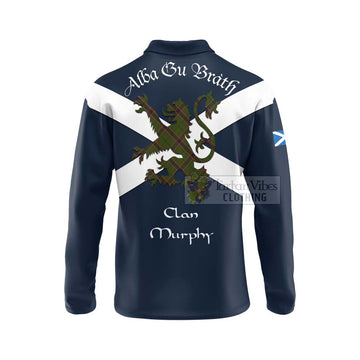 Murphy Tartan Lion Rampant Long Sleeve Polo Shirt Proudly Display Your Heritage with Alba Gu Brath and Clan Name - Tartan Vibes Clothing
